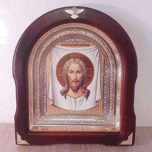 Ікона Нерукотворний образ Ісусаtur, лік 15х18 см, у темному дерев'яному кіоті, арка