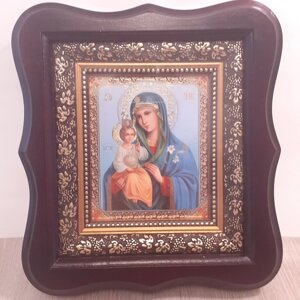 Ікона Нев'янучий Колір Пресвята Богородиця, лик 10х12 см, у темному дерев'яному кіоті