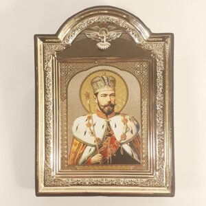 Ікона Миколай Олександрович святий цар мученик, лик 10х12 см, у пластиковій чорній рамці