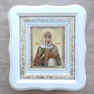Ікона Ольга свята рівноапостольна княгиня, лик 10х12 см, у білому фігурному дерев'яному кіоті