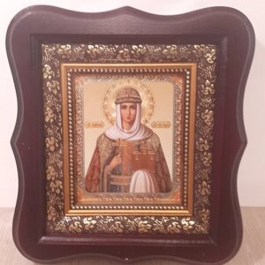 Ікона Ольга свята рівноапостольна Велика княгиня, лик 10х12 см, у темному дерев'яному кіоті