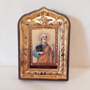 Ікона Петро апостол святий, лик 6х9, у пластиковій чорній рамці