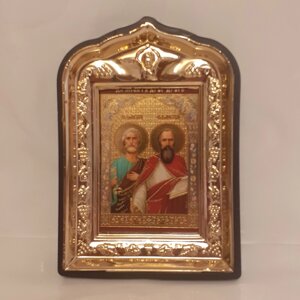 Ікона Петро та Павло святі апостоли, лик 6х9, у пластиковій чорній рамці