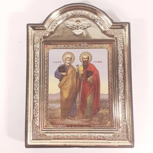 Ікона Петра і Павла святих, лик 10х12 см, у пластиковій чорній рамці