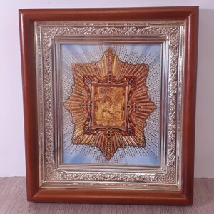 Ікона Почаївська Божої Матері, лик 10х12 см, в світлому прямому дерев'яному кіоті