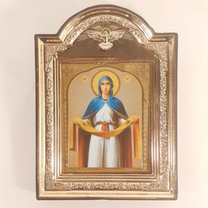 Ікона Покров Пресвятої Богородиці, лик 10х12 см, у пластиковій чорній рамці
