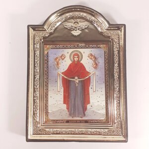 Ікона Покров Пресвятої Богородиці, лик 10х12 см, у пластиковій чорній рамці