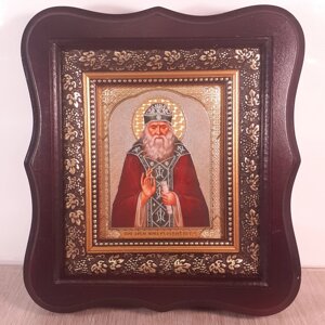 Ікона Преподобний Іона Київський, лик 10х12 см, в темному дерев'яному кіоті