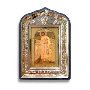 Ікона Симеон Верхотурський святий праведний, лик 6х9 у пластиковій чорній рамці