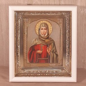 Икона София святая мучениця, лик 10х12 см, у білому прямому дерев'яному кіоті