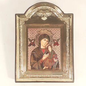 Ікона Страстна Пресвята Богородиця, лик 10х12 см, у пластиковій чорній рамці