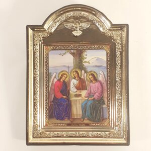 Ікона Свята Трійця, лик 10х12 см, у пластиковій чорній рамці