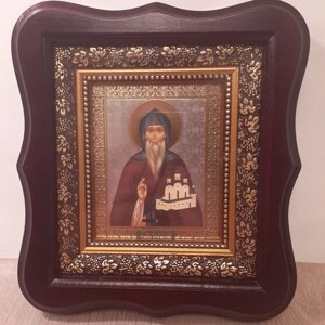 Ікона Святого князя Олега Брянського, лик 10х12 см, в темному дерев'яному кіоті