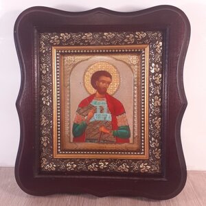 Ікона святому Іоанну воїну, лик 10х12 см, у темному дерев'яному кіоті