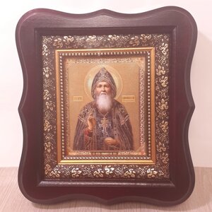 Ікона Святому преподомному Амфілохію Почаєвському, лик 10х12 см, у темному дерев'яному кіоті