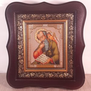Ікона Святий Апостол і Євангеліст Іоанн Богослов, лик 10х12 см, в темному дерев'яному кіоті