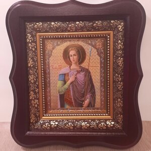 Ікона Святий великомученик Дмитро Салунский, лик 10х12 см, в темному дерев'яному кіоті