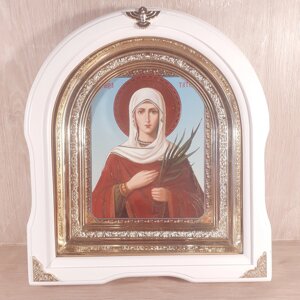 Ікона Тетяна свята мучениця, лик 15х18 см, у білому дерев'яному кіоті, арка