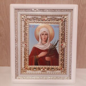 Ікона Татьяна свята мучениця, лик 15х18 см, в білому кіоті з камінням