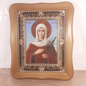 Ікона Тетяна свята мучениця, лик 15х18 см, у світлому дерев'яному кіоті з камінням