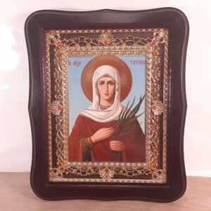 Ікона Тетяна свята мучениця, лик 15х18 см, у темному дерев'яному кіоті з камінням