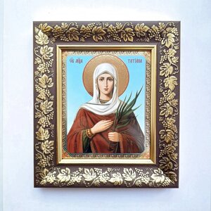 Ікона Татьяна свята борошня, лік 15х18 см, у темному киоті з виноградною лозою
