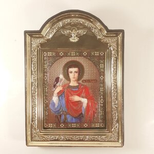 Ікона Трифон мученик святий, лик 10х12 см, у пластиковій чорній рамці