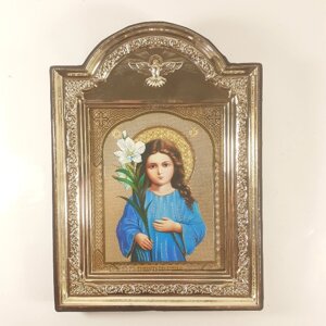 Ікона Трилітствуюча Пресвята Богородиця, лик 10х12 см, у пластиковій чорній рамці