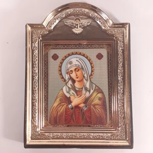 Ікона Розчулення Пресвята Богородиця, лик 10х12 см, у пластиковій чорній рамці