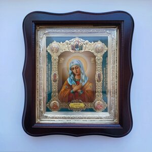 Ікона "Розчулення" Пресвятої Богородиці, лик 15х18 см, у темному дерев'яному кіоті, тип 2