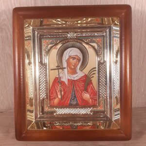 Ікона Валентина мучениця свята, лик 10х12 см, у прямому дерев'яному кіоті з арочним багетом