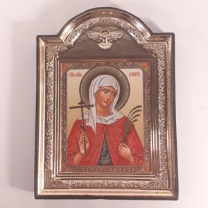 Ікона Валентина свята мучениця, лик 10х12 см, у пластиковій чорній рамці