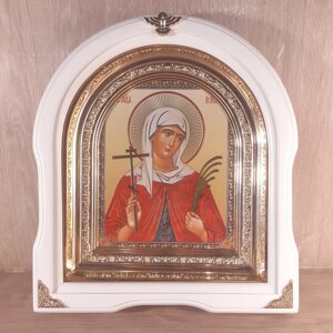Ікона Валентина свята мучениця, лик 15х18 см, у білому дерев'яному кіоті, арка
