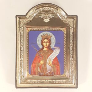Ікона Варвара свята великомучениця, лик 10х12 см, у пластиковій чорній рамці