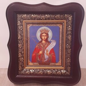 Ікона Свята Великомучениця Варвара, лик 10х12 см, в темному дерев'яному кіоті