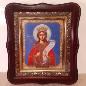 Ікона Варвара свята великомучениця, лик 15х18 см, у темному дерев'яному кіоті