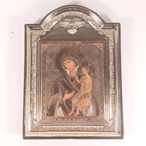 Ікона Виховання Пресвята Богородиця, лик 10х12 см, у пластиковій чорній рамці