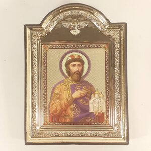 Ікона Ярослав Мудрий святий благовірний князь, лик 10х12 см, у пластиковій чорній рамці
