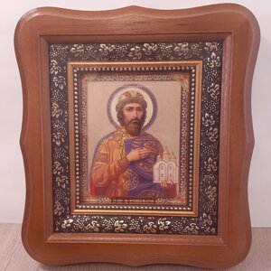 Ікона Ярослав Мудрий святий благовірний князь, лик 10х12 см, у світлому дерев'яному кіоті