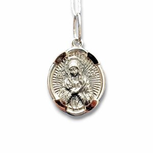 Срібний медальйон "Розчулення" Пресвятої Богородиці 5.31 г, чорнений із золотими вставками
