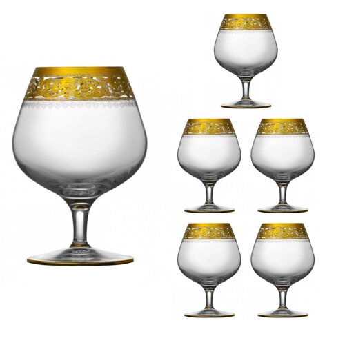 Набір окулярів для коньяки Cognac 6pcs 375 мл золота Versail ngc33setbrandy