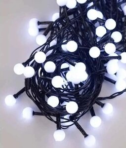 Новорічні кульки з гірлянтів 100 -мс 10 мм чорний дріт білий