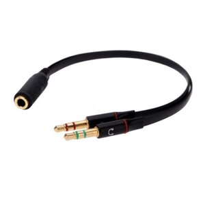 Адаптер кабель 2x3.5 мм тато 3 контактний на 1х3.5 мм мама 4 контактний навушники з мікрофоном