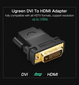 Фірмовий адаптер Ugreen 20124 DVI 24 + 1 до HDMI перехідник Папа Мама 1080P HDTV конвертер DVI роз'єм для ПК