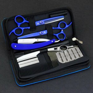 Сині перукарські ножиці 6 дюймів для стрижки волосся комплект чохлом Univinlion 6020C