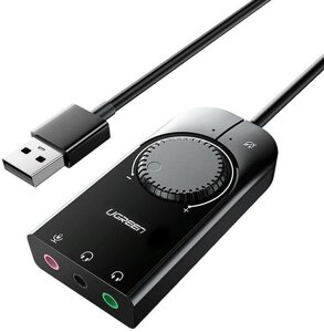 Зовнішня звукова карта Ugreen USB кабель 1 м Аудіо 3,5 мм мікрофон 50599 CM129 без роздрібного паковання Б/В