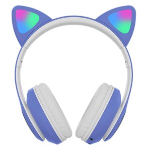 Навушники бездротові котячі вушка STN-28 з мікрофоном Синій