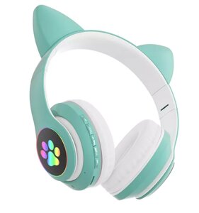 Навушники бездротові котячі вушка STN-28 з мікрофоном Зелений