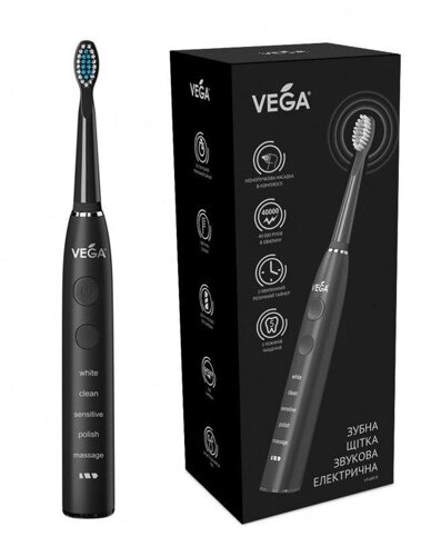 Ультразвуковая зубная щетка Vega VT-600 black гарантия 1 год