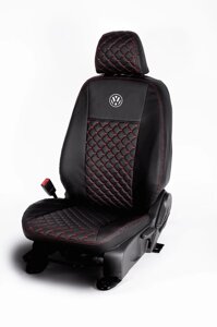 Чохли на сидіння Фольксваген Гольф 6 (Volkswagen Golf 6) (модельні ромби з логотипом)